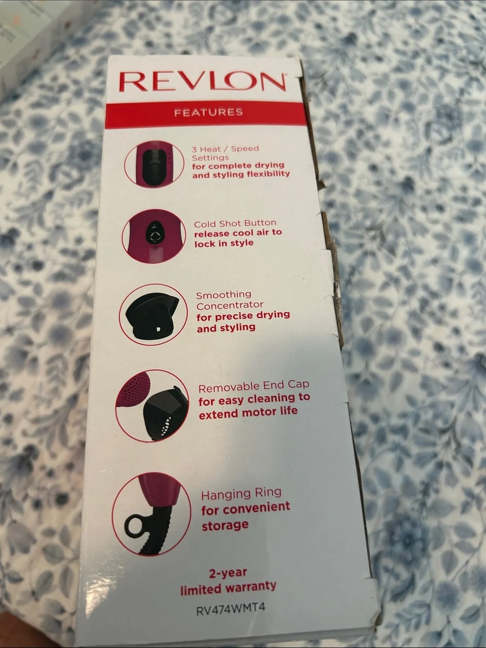 Revlon Smooth and Effortless Drying PINK PURPLE Hair Dryer 1875 WATTS. NIB.